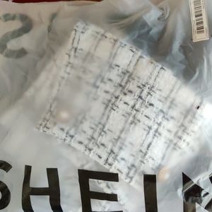 Shein black top and white skirt